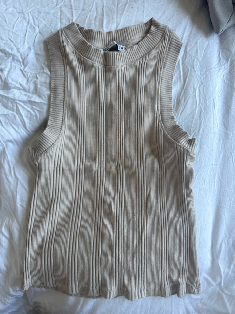 Zara Ribbed Tank Top in Beige